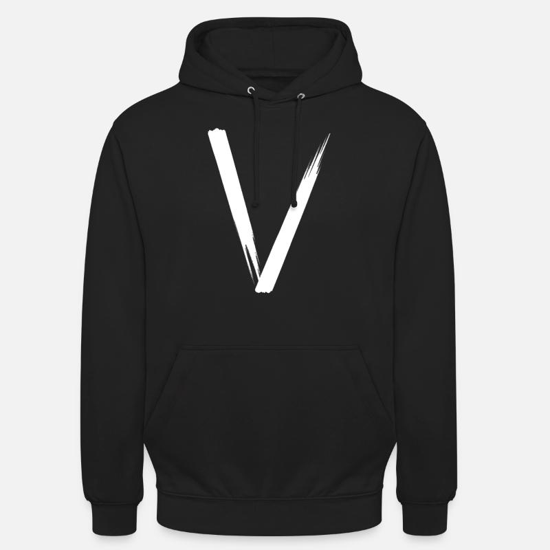 V - Blanc - Sweat-shirt à capuche unisexe - noir