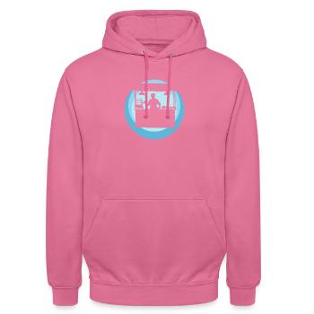 Repas de camion de cuisine de rue - Sweat-shirt à capuche unisexe - rose - Devant - Alina (178cm) & Michal (187cm)