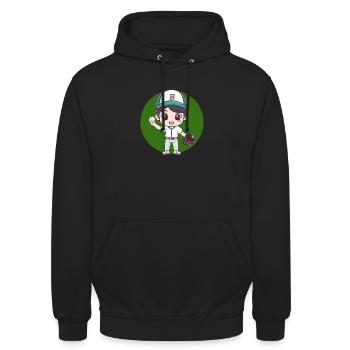 Baseball Baseballspieler - Unisex Hoodie - Schwarz - Vorne - Alina (178cm) & Michal (187cm)