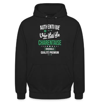Authentique et véritable Charentaise - Originale - Sweat-shirt à capuche unisexe - noir - Devant - Alina (178cm) & Michal (187cm)