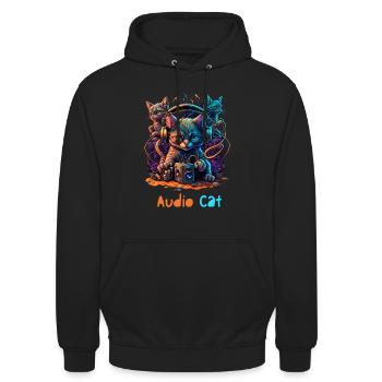 Audio Cat - Unisex Hoodie - Schwarz - Vorne - Alina (178cm) & Michal (187cm)