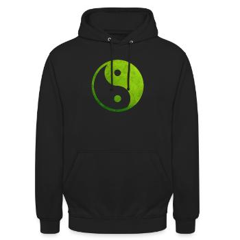 Green Yin Yang, Yin Yang Symbol, Yin Yang Taoism - Unisex Hoodie - black - Front - Alina (178cm) & Michal (187cm)