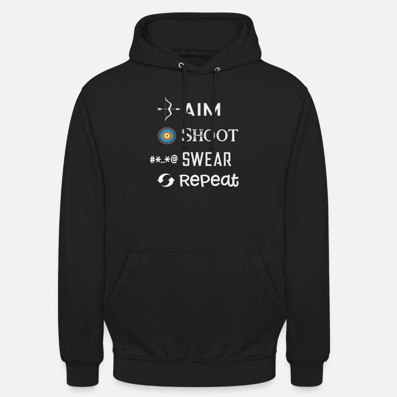 Aim Shoot Swear Repeat Funny Archery Archer Player - Unisex Hoodie - black