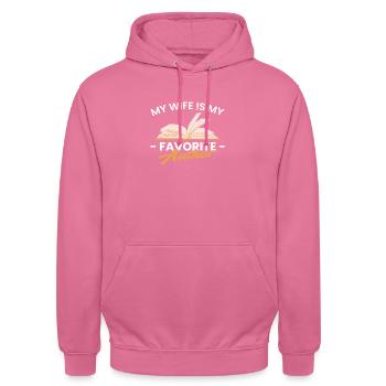 My Wife Is My Favorite Author - Unisex Hoodie - pink - Front - Alina (178cm) & Michal (187cm)