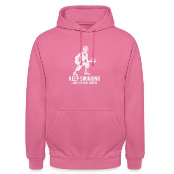 Keep Swinging I Like The Cool Breeze Shirt - Unisex Hoodie - Pink - Vorne - Alina (178cm) & Michal (187cm)
