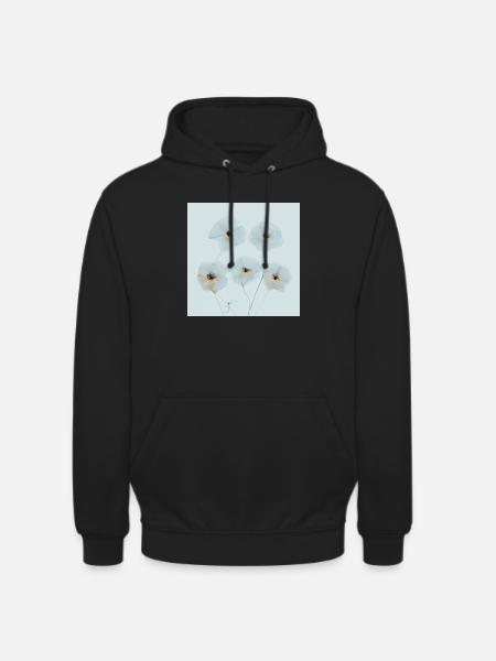 Poppy Flowers Blue Orange - Unisex Hoodie - black