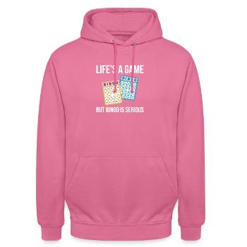 Lifes A Game But Bingo Is Serious Shirt Geschenk - Unisex Hoodie - Pink - Vorne - Alina (178cm) & Michal (187cm)