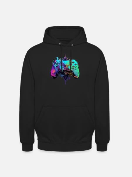 Neon Gaming Controller / Kontroller - Unisex Hoodie - Schwarz
