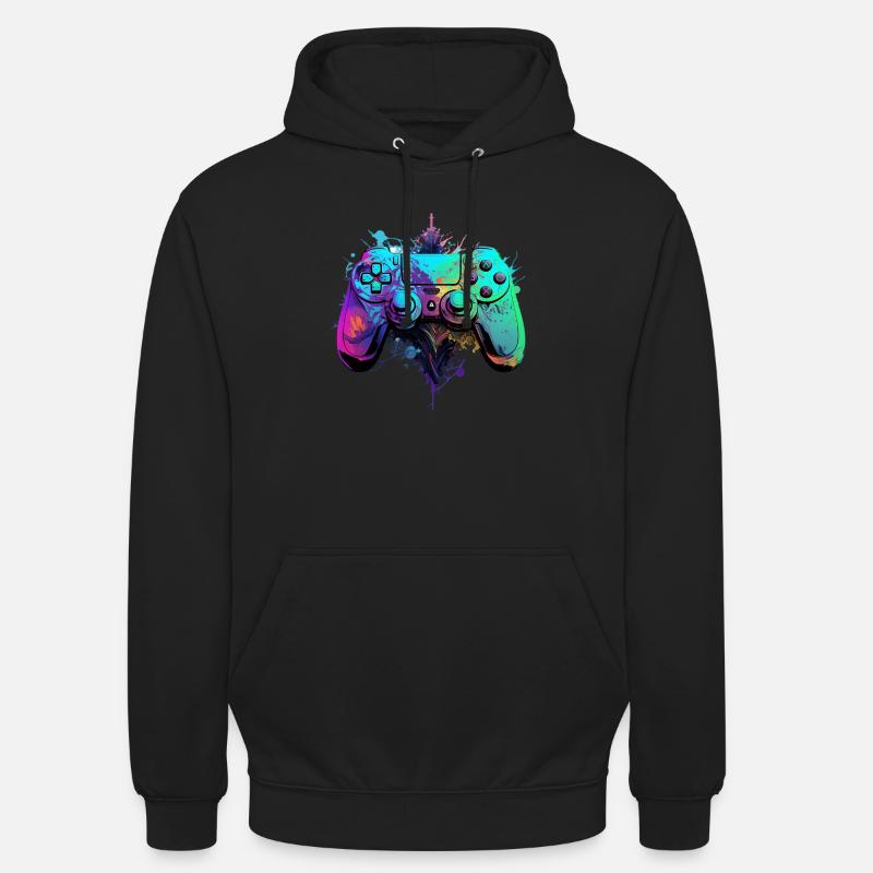 Neon Gaming Controller / Kontroller - Unisex Hoodie - Schwarz