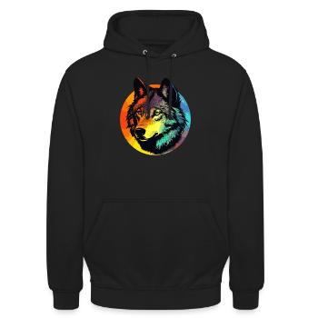 Wolf, Wildhund, Grauer Wolf, Canis lupus - Unisex Hoodie - Schwarz - Vorne - Alina (178cm) & Michal (187cm)