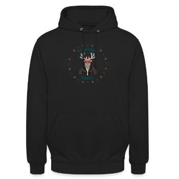 Reindeer Biker Rebell - Unisex Hoodie - Schwarz - Vorne - Alina (178cm) & Michal (187cm)