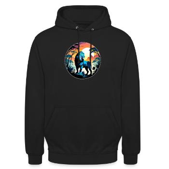 Lion, Lion Cub and Jungle - Unisex Hoodie - black - Front - Alina (178cm) & Michal (187cm)