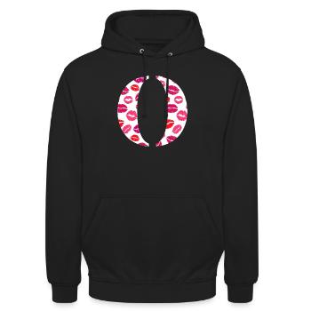 Lettre o bisous - Sweat-shirt à capuche unisexe - noir - Devant - Alina (178cm) & Michal (187cm)