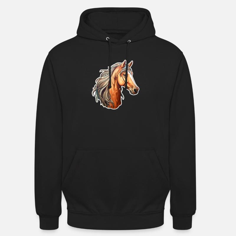 Tête de cheval marron - Sweat-shirt à capuche unisexe - noir