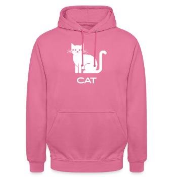 Silhouette de chat minimaliste Design d’amoureux des animaux de compagnie - Sweat-shirt à capuche unisexe - rose - Devant - Alina (178cm) & Michal (187cm)