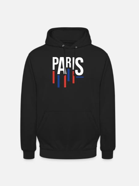 Pariser Typografie mit Flaggenakzenten - Unisex Hoodie - Schwarz