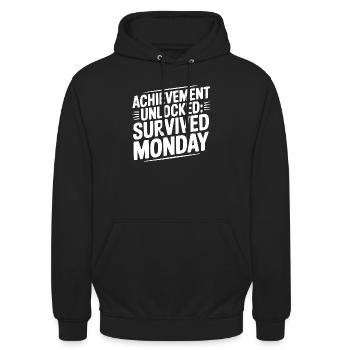 Achievement Unlocked Survived Monday - Unisex Hoodie - black - Front - Alina (178cm) & Michal (187cm)