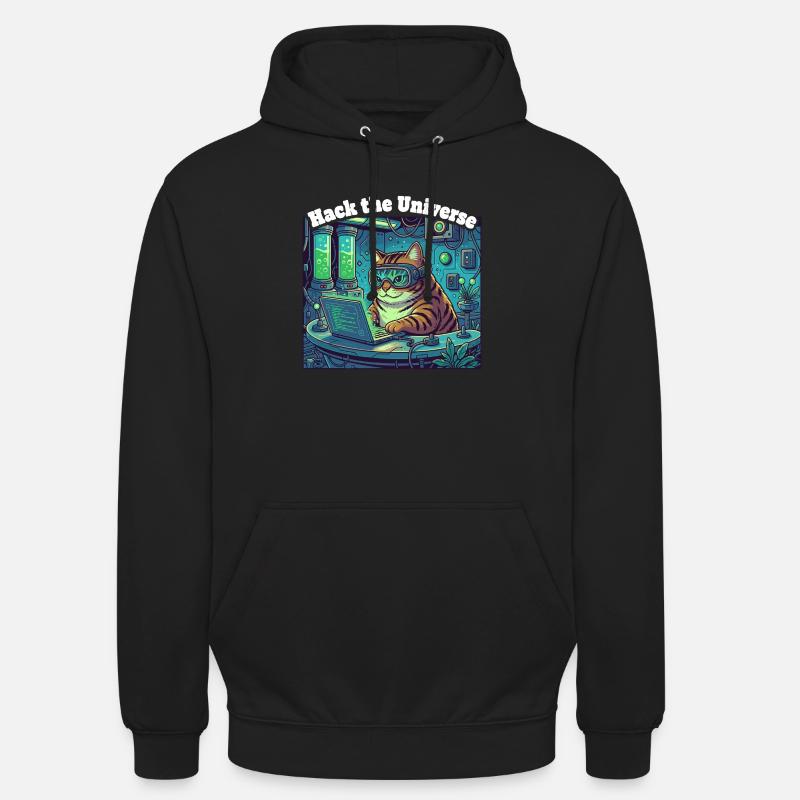 Hacker cat in the universe - Unisex Hoodie - black