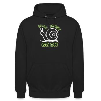 Langsam muss weitergehen - Unisex Hoodie - Schwarz - Vorne - Alina (178cm) & Michal (187cm)