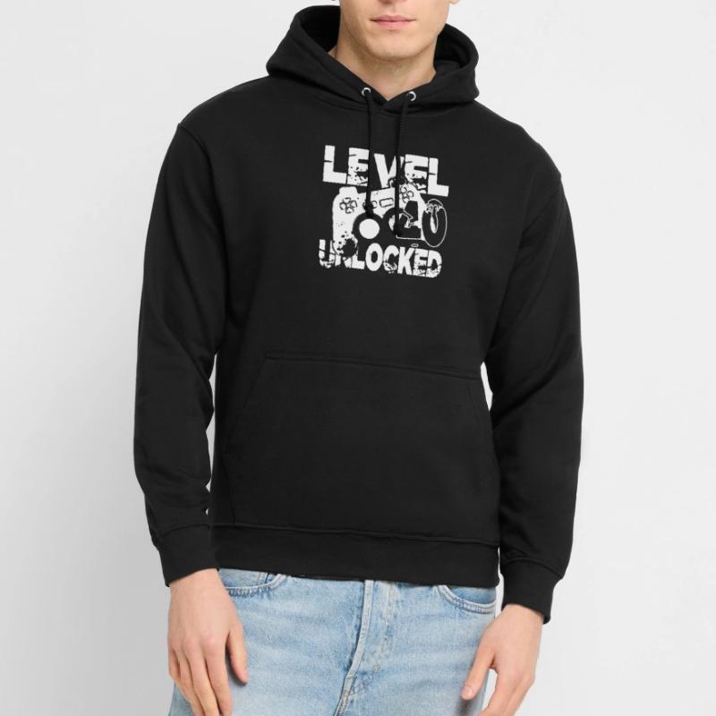 Level 40 Controller Graphics Black White Unisex Hoodie