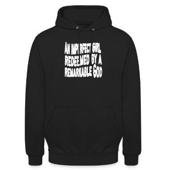 UNE FILLE IMPARFAITE RACHETÉE PAR UN DIEU REMARQUABLE - Sweat-shirt à capuche unisexe - noir - Devant - Alina (178cm) & Michal (187cm)