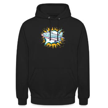 Flugzeug Flughafen - Unisex Hoodie - Schwarz - Vorne - Alina (178cm) & Michal (187cm)