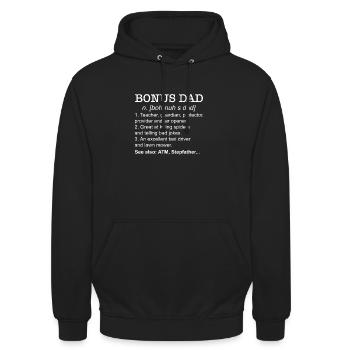 Bonus Dad Definition Stiefvater Geschenk - Unisex Hoodie - Schwarz - Vorne - Alina (178cm) & Michal (187cm)