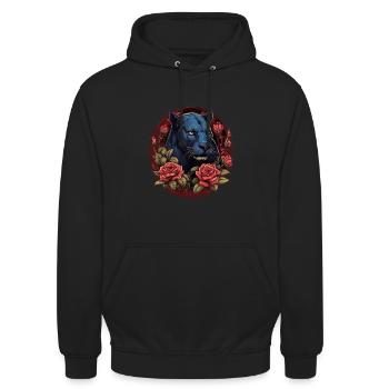 Schwarzer Panther Großkatze - Unisex Hoodie - Schwarz - Vorne - Alina (178cm) & Michal (187cm)