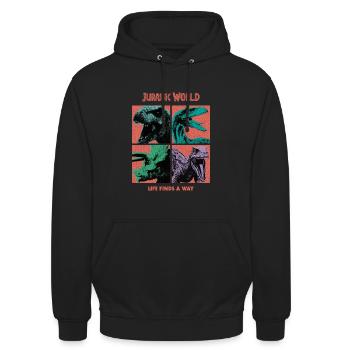 Jurassic World Life Finds A Way - Unisex Hoodie - Schwarz - Vorne - Alina (178cm) & Michal (187cm)