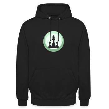 Stratégie de la pièce d’échecs - Sweat-shirt à capuche unisexe - noir - Devant - Alina (178cm) & Michal (187cm)