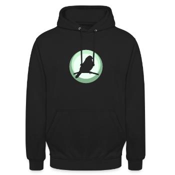 Sittich Tier Vogel Abbildung - Unisex Hoodie - Schwarz - Vorne - Alina (178cm) & Michal (187cm)