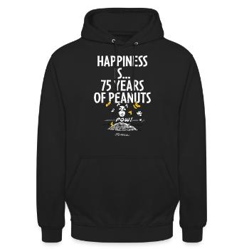 Peanuts Design Happiness Is… 75 Years Of Peanuts - Unisex Hoodie - Schwarz - Vorne - Alina (178cm) & Michal (187cm)