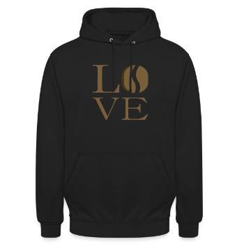 Love Coffe - Kaffee Liebhaber Geschenkidee - Unisex Hoodie - Schwarz - Vorne - Alina (178cm) & Michal (187cm)