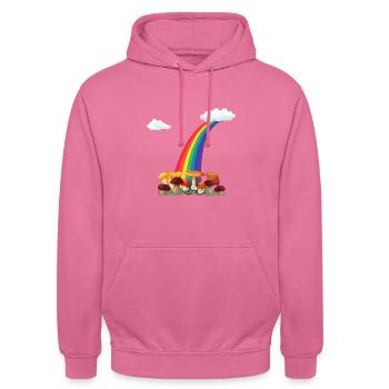 mushroom picking autumn rainbow mushroom picker - Unisex Hoodie - pink - Front - Alina (178cm) & Michal (187cm)