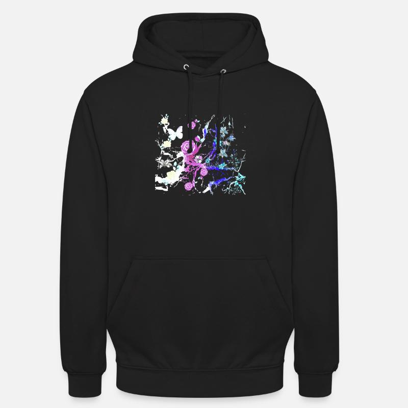 Fleurs,Fleur,Printemps,Fleurs, Abstrait - Sweat-shirt à capuche unisexe - noir