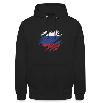 russe d’origine - Sweat-shirt à capuche unisexe - noir - Devant - Alina (178cm) & Michal (187cm)