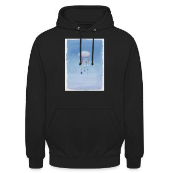 Geklaute Wolke - Öl auf Papier - Unisex Hoodie - Schwarz - Vorne - Alina (178cm) & Michal (187cm)