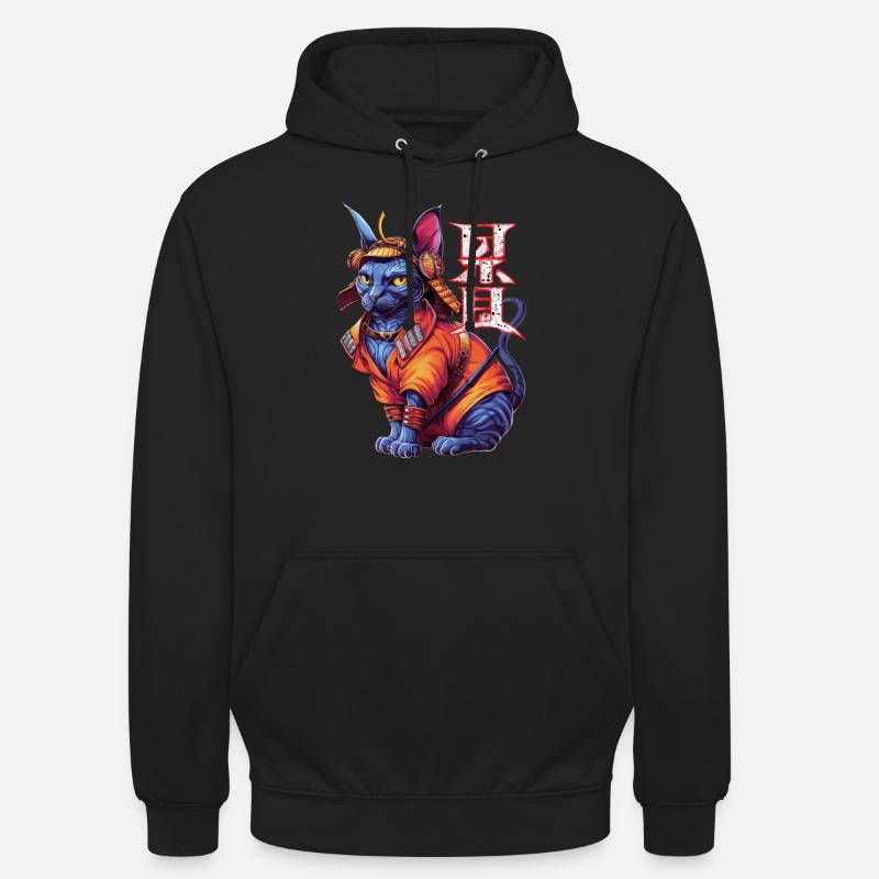 Samurai-Katze - Ninja-Kätzchen - Unisex Hoodie - Schwarz