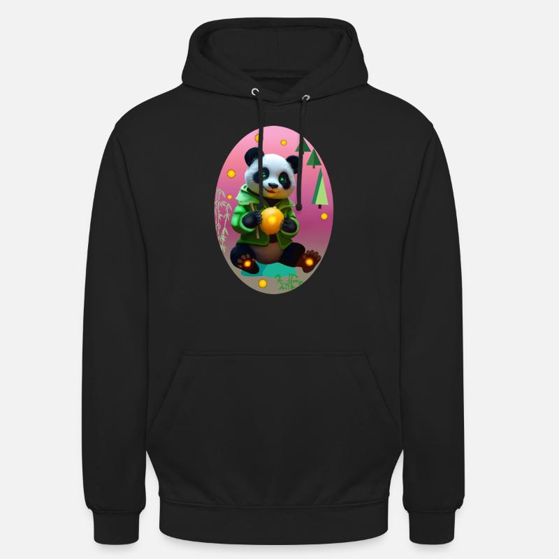 Cyber panda avec citron néon - Sweat-shirt à capuche unisexe - noir