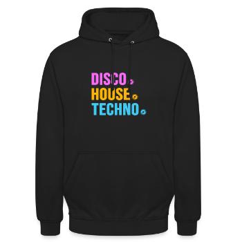 Disco House Techno ballern hard Bass Rave - Unisex Hoodie - Schwarz - Vorne - Alina (178cm) & Michal (187cm)