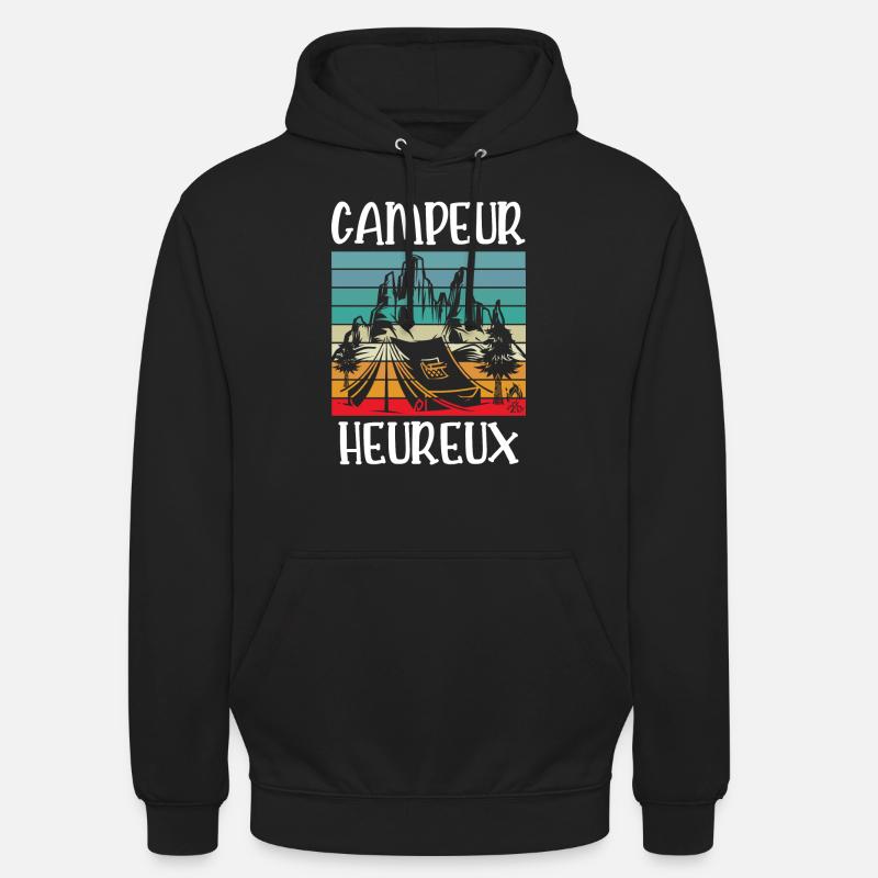 campeur heureux - Sweat-shirt à capuche unisexe - noir