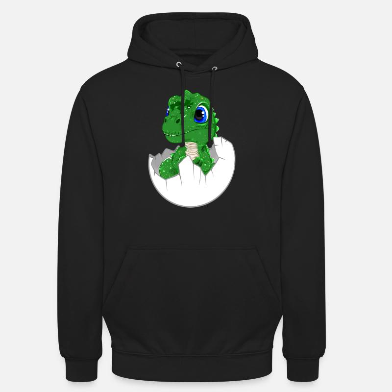 Petit bébé Dino dans l’œuf - Sweat-shirt à capuche unisexe - noir