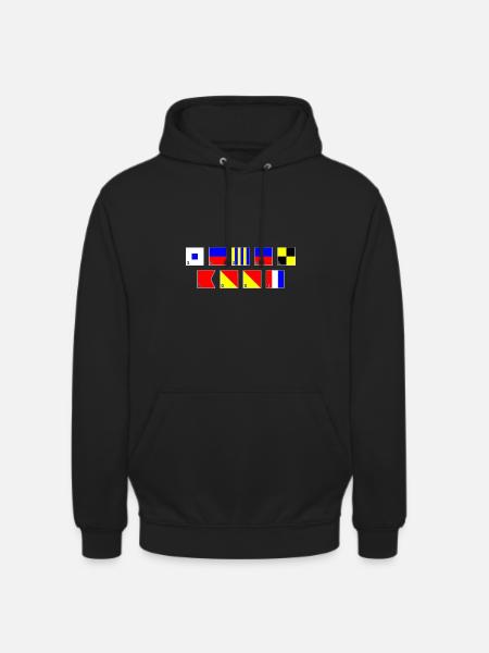 Segelboot im Flaggenalphabet - Unisex Hoodie - Schwarz
