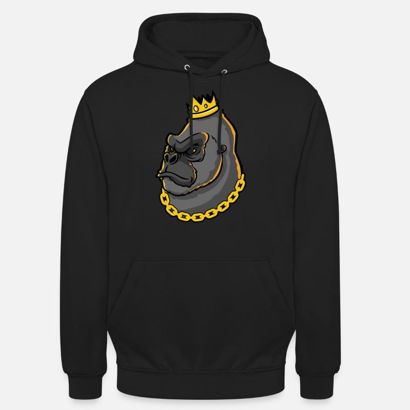 Gorilla King avec couronne - Sweat-shirt à capuche unisexe - noir