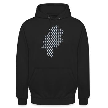 Apfelwein Hessen Bembel Karte hessisch Geschenk - Unisex Hoodie - Schwarz - Vorne - Alina (178cm) & Michal (187cm)