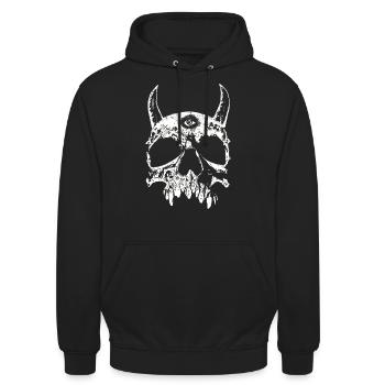 Der Teufel sieht alles - Unisex Hoodie - Schwarz - Vorne - Alina (178cm) & Michal (187cm)