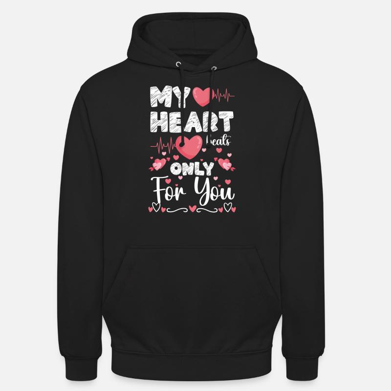 Romantisch Herz Partner - Unisex Hoodie - Schwarz