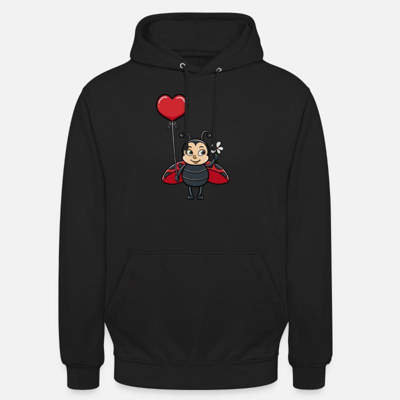 Marienkäfer mit Herz Luftballon - Unisex Hoodie - Schwarz