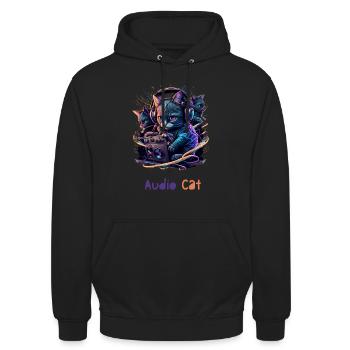 Audio Cat - Unisex Hoodie - Schwarz - Vorne - Alina (178cm) & Michal (187cm)