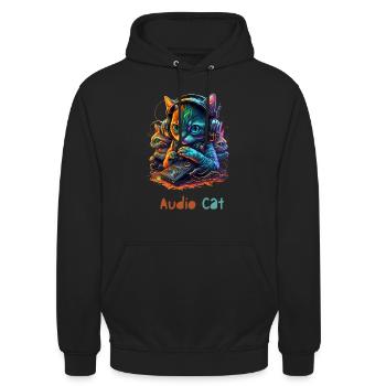 Audio Cat - Unisex Hoodie - Schwarz - Vorne - Alina (178cm) & Michal (187cm)